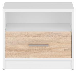 Favi Noptiera un sertar nepo plus, alb/sonoma 49.5x34x42.5 cm Ofertă