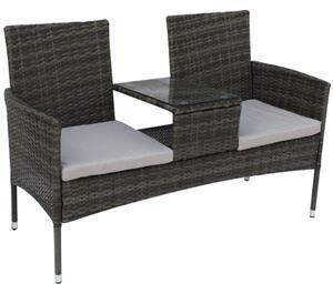 Favi Bancă de grădină cu măsuţă şi perne, gri, lalit Ofertă