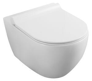 Vas wc suspendat rimless cu capac quick release si soft close, alb, minerva, fluminia alb