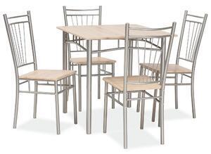 Favi Set scaune masa bucatarie fit, stejar sonoma/aluminiu Ofertă