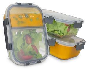 Favi Klarstein glaswerk jardine, caserole pentru alimente, set de 3 bucăți, 2 compartimente, 1040 ml, sticlă borosilicată, capac Ofertă