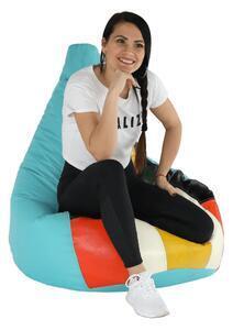 Favi Fotoliu tip sac, turcoaz/galben/piele ecologică albă, fresno Ofertă