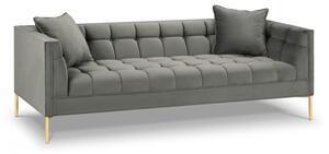 Favi Canapea 3 locuri karoo cu tapiterie din catifea, gri deschis Ofertă