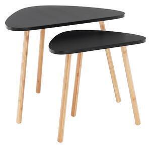 Favi Set de 2 mese, negru / natural, gorej Ofertă