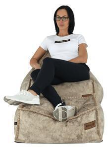 Favi Fotoliu tip sac cu taburet, gri-maro-taupe, folan Ofertă