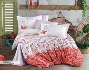 Favi Set lenjerie pat dublu felicita, bumbac poplin 100%, rosu, 200 x 220 c Ofertă