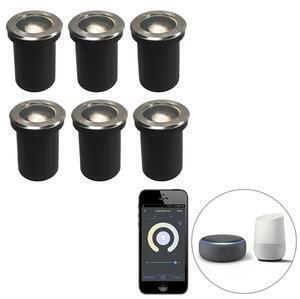 Favi Set van 6 smart buiten grondspot verstelbaar incl. wifi gu10 - delux Ofertă