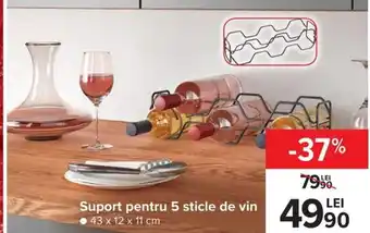 Suport pentru 5 sticle de vin 43 x 12 x 11 cm