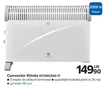 Carrefour Market Klindo Convector KCONV200-17 3 trepte de căldură termostat, suprafață încălzită pănă la 25 mp Ofertă