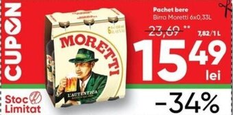 Pachet bere Birra Moretti 6 x 330 ml