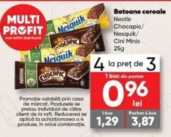 PROFI Nestle Chocapic / Nesquick / Cini Minis Batoane cereale 25 g Ofertă
