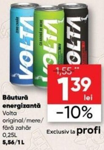 PROFI Băutură energizantă Volta original / mere / fără zahăr 250 ml Ofertă