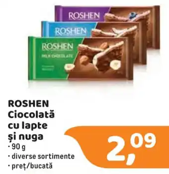 La Doi Pasi Roshen Ciocolată cu lapte și nuga 90 g Ofertă
