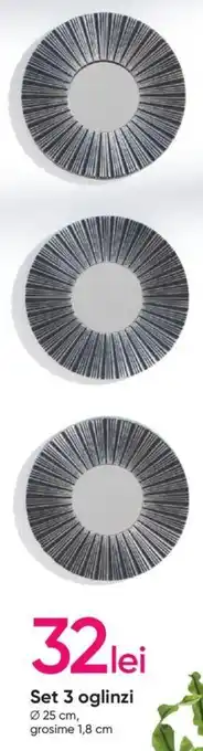 Pepco Set 3 oglinzi grosime 1,8 cm Ofertă