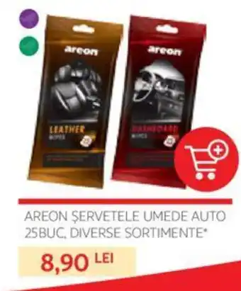 Auchan Areon șervetele umede auto 25 buc, diverse sortimente Ofertă