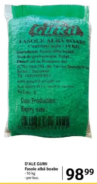 Selgros Dale Gurii Fasole albă boabe 10 kg per buc. Ofertă