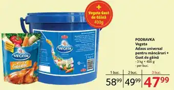 Podravka Vegeta Adaos universal pentru măncăruri + Gust de găină 3kg + 400 g per buc.