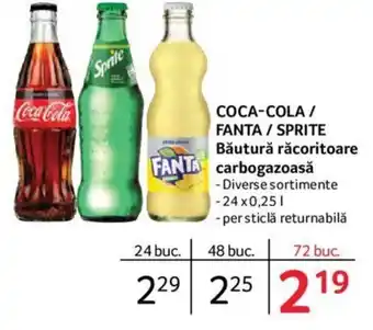Selgros Coca-Cola / Fanta / Sprite Băutură răcoritoare carbogazoasă Diverse sortimente, 24 x 0,25 L Ofertă