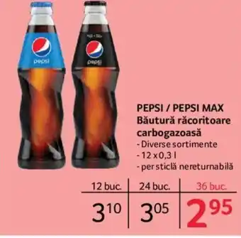 Selgros Pepsi / Pepsi Max Băutura răcoritoare carbogazoasă Diverse sortimente, 12 x 0,3 L, per sticlă nereturnabilă Ofertă