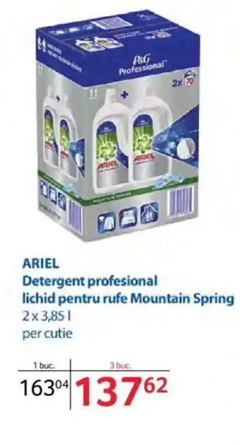 Selgros Ariel Detergent profesional lichid pentru rufe Mountain spring 2 x 3,85 L per cutie Ofertă