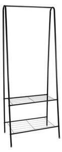 Favi Suport pentru haine cu 2 rafturi pentru incaltaminte, metalic, negru, 60x34x153 cm Ofertă