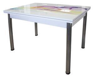 Favi Masa extensibila dream, 110/170x70x77 cm, culoare multicolor, picioare metalice, blat pal/sticla Ofertă