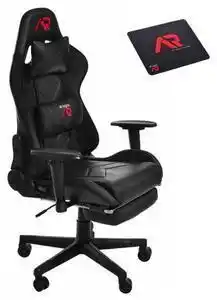 Favi Scaun de gaming negru cu suport de picioare + mousepad cadou Ofertă