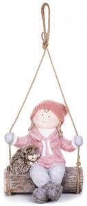 Favi Decoratiune iarna, ceramica, fata pe leagan cu arici, 31.5x28x36 cm Ofertă
