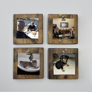 Favi Set 4x suport de perete pentru fotografii 14x14 cm maro Ofertă