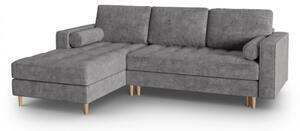 Favi Coltar extensibil gobi cu tapiterie din tesatura structurala si colt pe partea stanga, gri Ofertă