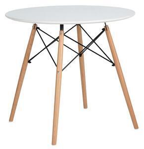 Favi Masă dining, alb mat/fag, diametru 120 cm, demin Ofertă