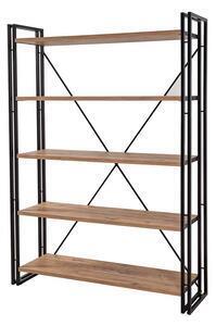 Favi Etajera meredith, 130x35x180 cm, 4 nivele, pin/negru, cadru metal, pal melaminat 18 mm Ofertă