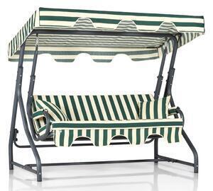 Favi Balansoar 3 persoane ruta, din metal si poliester, verde cu dungi, 200 Ofertă