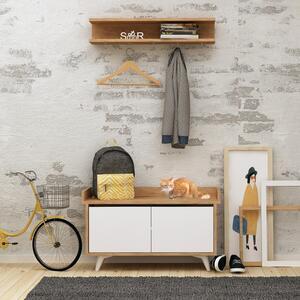 Favi Cuier hol cu pantofar arasso, din pal melaminat, stejar/alb, 90x35x60 Ofertă