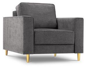 Favi Fotoliu dunas cu tapiterie din tesatura structurala si picioare din metal auriu, gri Ofertă