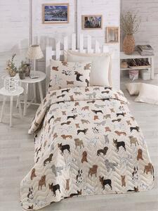 Favi Set lenjerie pat havhav, bumbac/poliester, crem/imprimeu catei, 160 x Ofertă