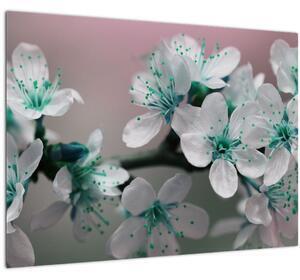 Favi Tablou cu floare - turcoaz (70x50 cm) Ofertă