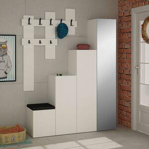 Favi Cuier hol liam, 149x37x180 cm, 4 usi, alb, pal melaminat 18 mm Ofertă