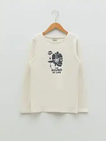 Tricou cu guler rotund cu maneca lunga cu print pentru baieti