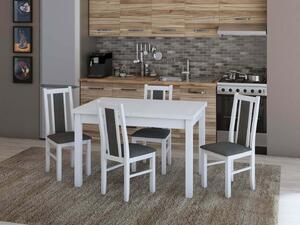 Favi Set masa extensibila 120x150cm cu 4 scaune tapitate, mb-13 max5 si s-38 boss14 b24z, alb, lemn masiv de fag, stofa Ofertă