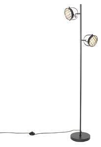Favi Lampă de podea vintage neagră 2 lumini - tamina Ofertă