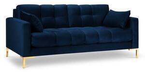 Favi Canapea 2 locuri mamaia cu tapiterie din catifea, picioare din metal auriu, albastru royal Ofertă