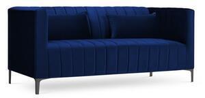 Favi Canapea 2 locuri annite cu tapiterie din catifea, picioare din metal negru, albastru royal Ofertă