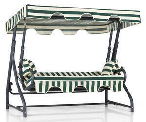 Favi Balansoar 3 persoane olea, din metal si poliester, verde cu dungi, 200 Ofertă