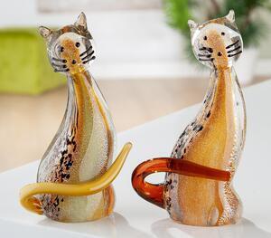 Favi Set 2 figurine cat sitting, sticla, multicolor, 10x18x6 cm Ofertă