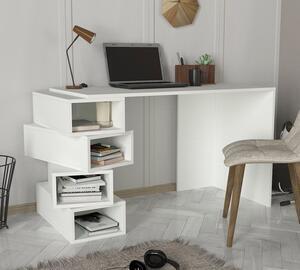 Favi Birou jenga, din pal melaminat, alb, 130x60x75 cm Ofertă