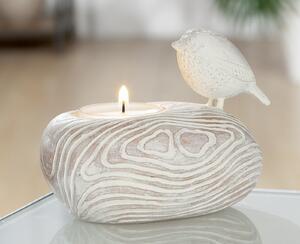 Favi Suport lumanare bird, rasina, alb maro, 10x8x8 cm Ofertă