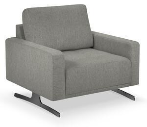 Favi Fotoliu creo cu tesatura structurala, picioare din metal negru, gri inchis Ofertă