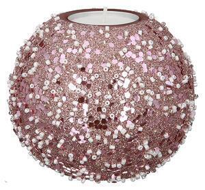 Favi Suport lumanare rose nuggets, sticla, roz, 6x8 cm Ofertă