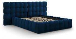 Favi Pat mamaia cu tapiterie din catifea si lada depozitare 140x200, albastru royal Ofertă